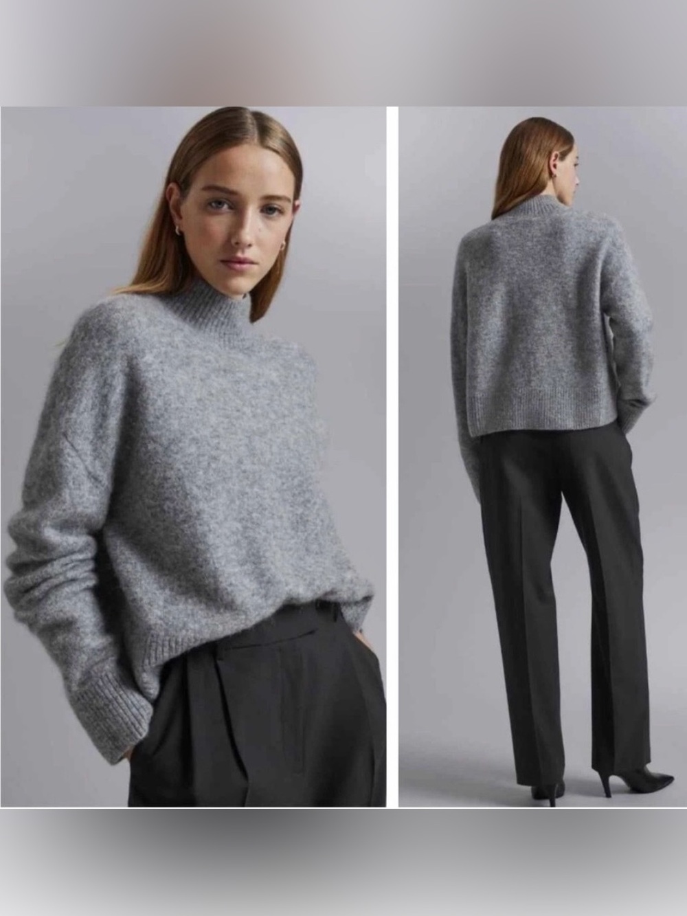 & OTHER STORIES Women’s Heather Gray MOCK NECK JUMPER Sweater Mohair Blend Sz XS